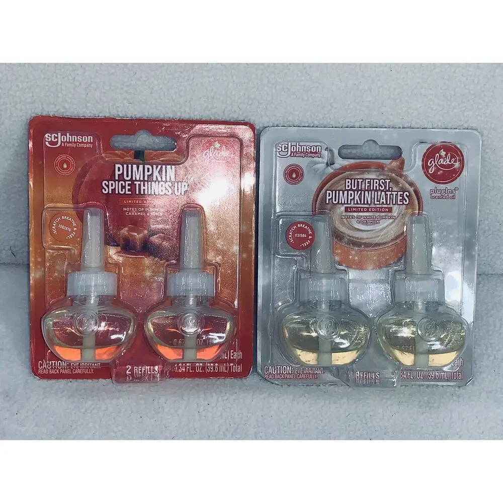 2X-2 Pack Glade Plugins Refills 1st Latte And Pumpkin Spice Things Up Autumn New